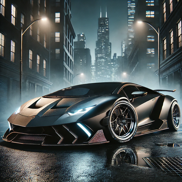 Lamborghii-Ferrari Hybrid Car Design in a dark Environment